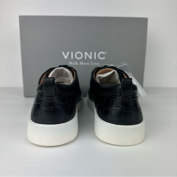 NWB Vionic Winny Leather Embossed Detail Black Lace-Up Sneakers - Size: 5 - Picture 8 of 14